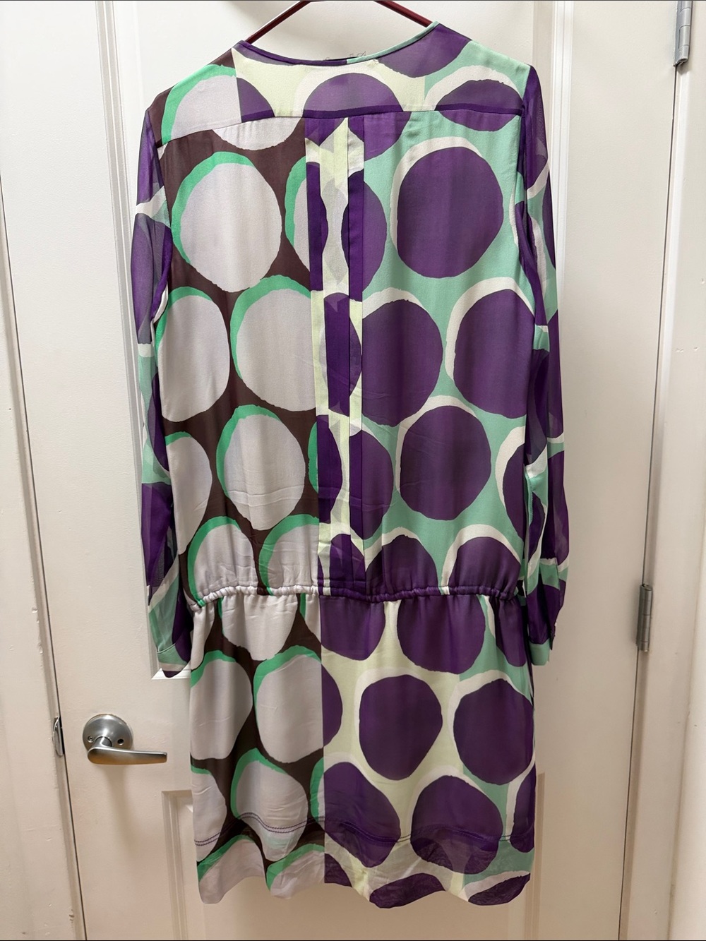 Diane von Furstenberg Geometric Mini Dress in Purple & Green Size 10 - Picture 4 of 4